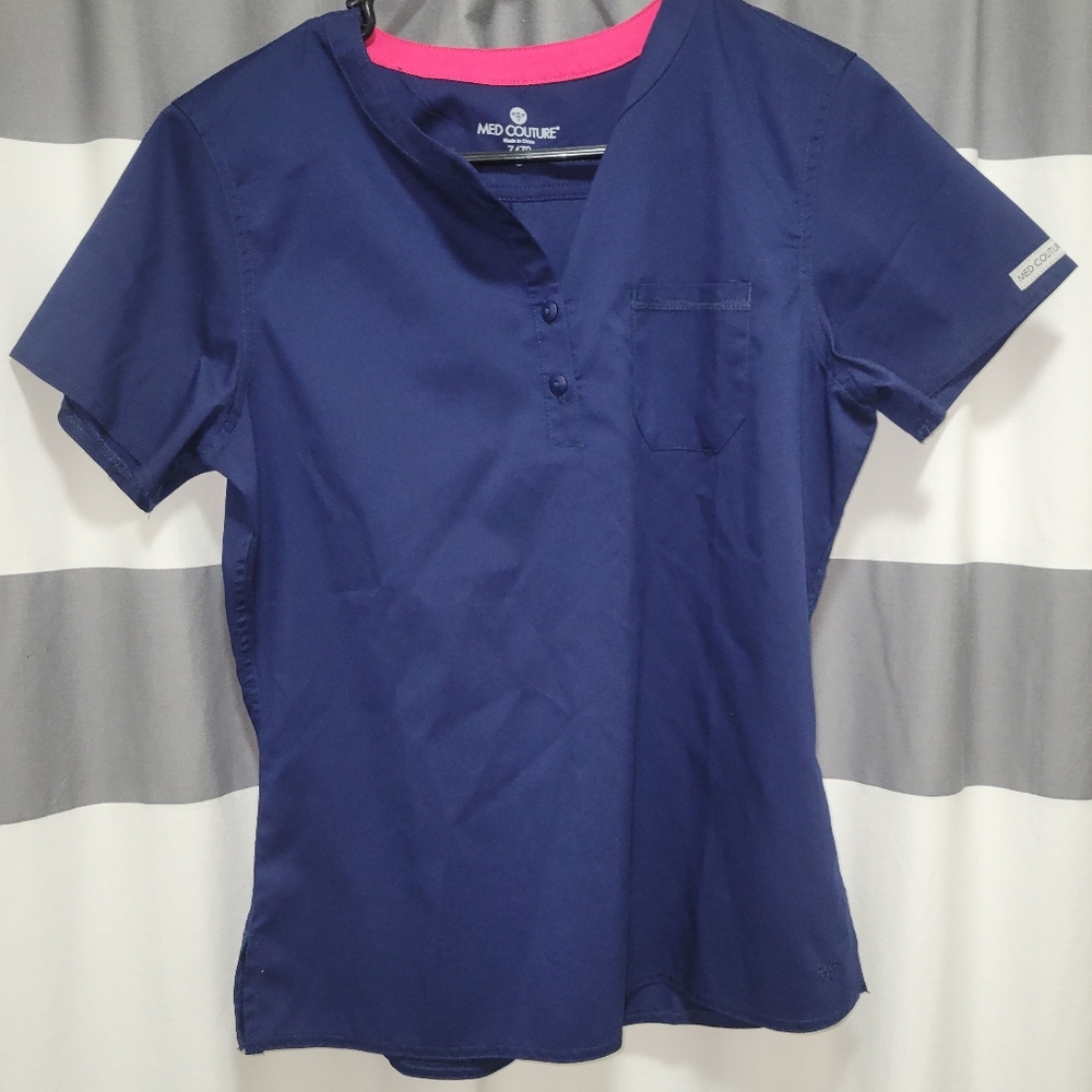 Med couture scrub top.  Navy